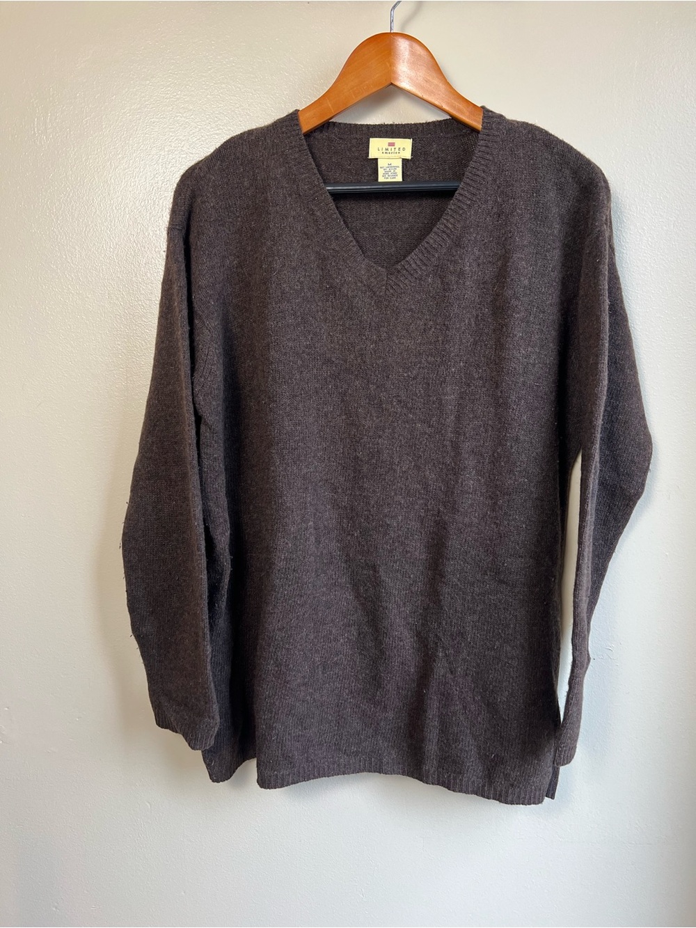 Vintage Limited America Lambswool V Neck Sweater Brown Medium Dark Academia